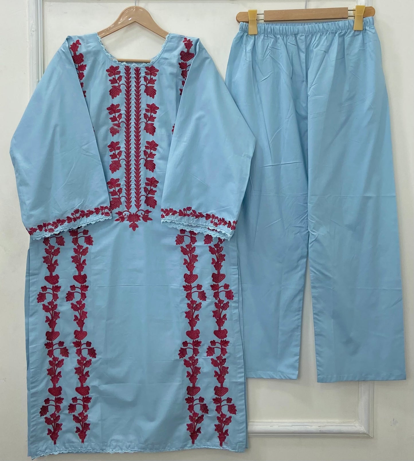 Contrasted Embroidered 2PC (Premium Cotton) D-473