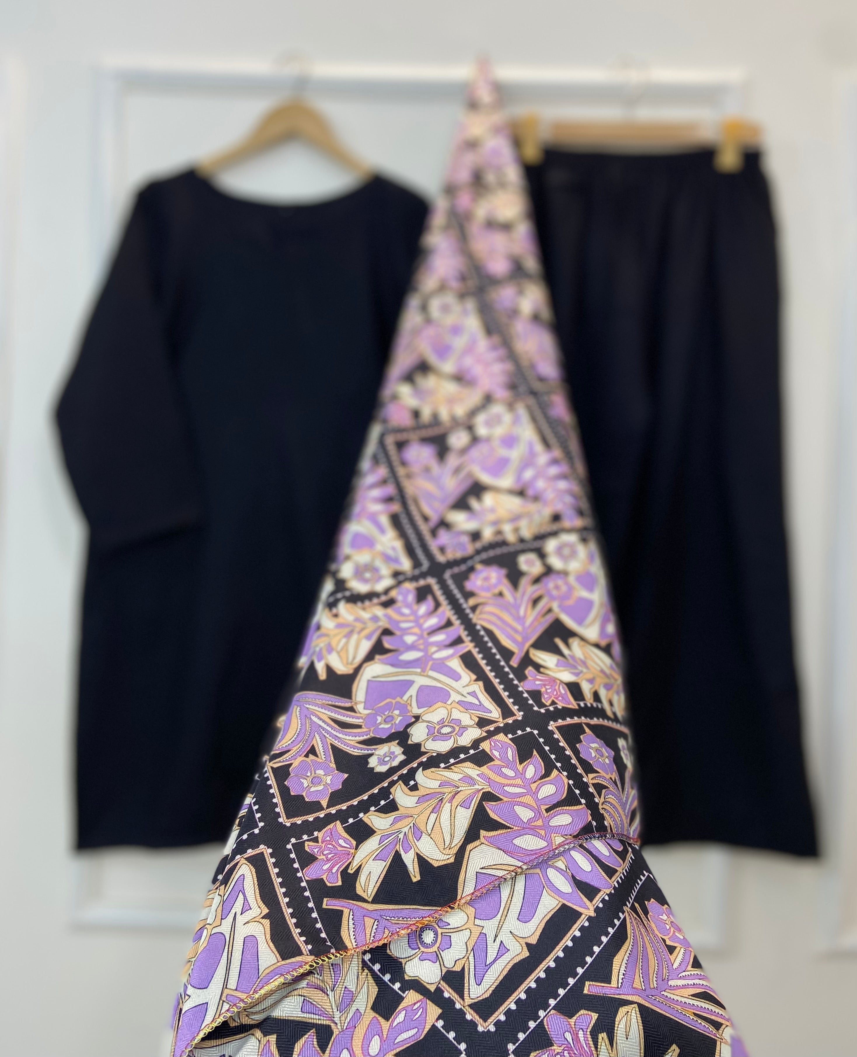 Woolen Shawl Luxe 3PC (Raw Silk) D-168