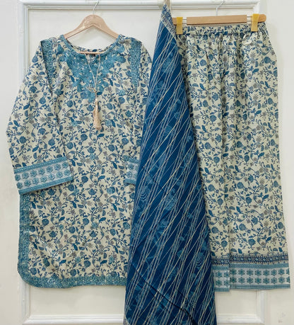 Premium Embroidered | 3PC Lawn D-584