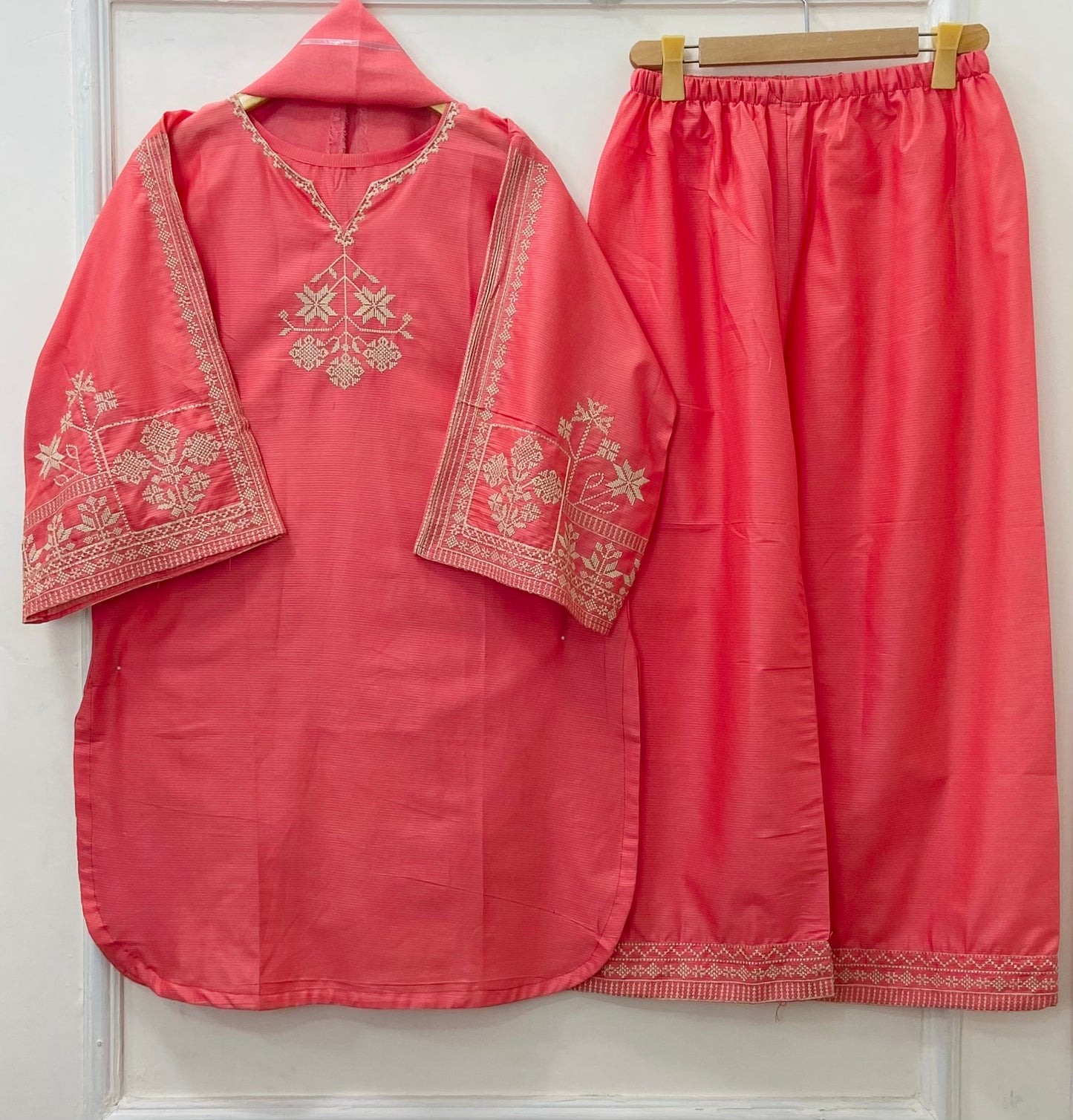 Cross-Stitched Beauty 3PC (Premium Cotton) D-446