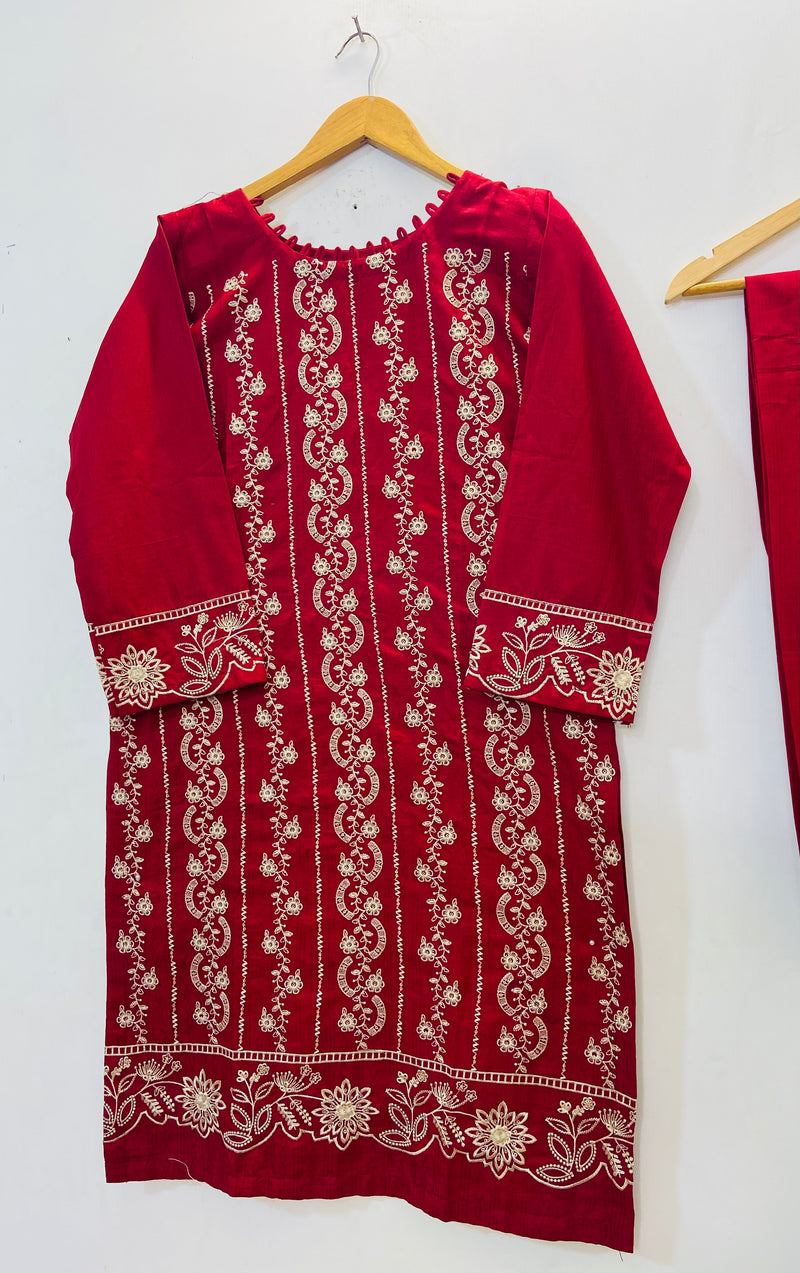 Elegant Embroidered 2PC (Self Cotton) D-74