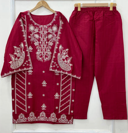 Dazzling Embroidered 2PC (Premium Cotton) D-419