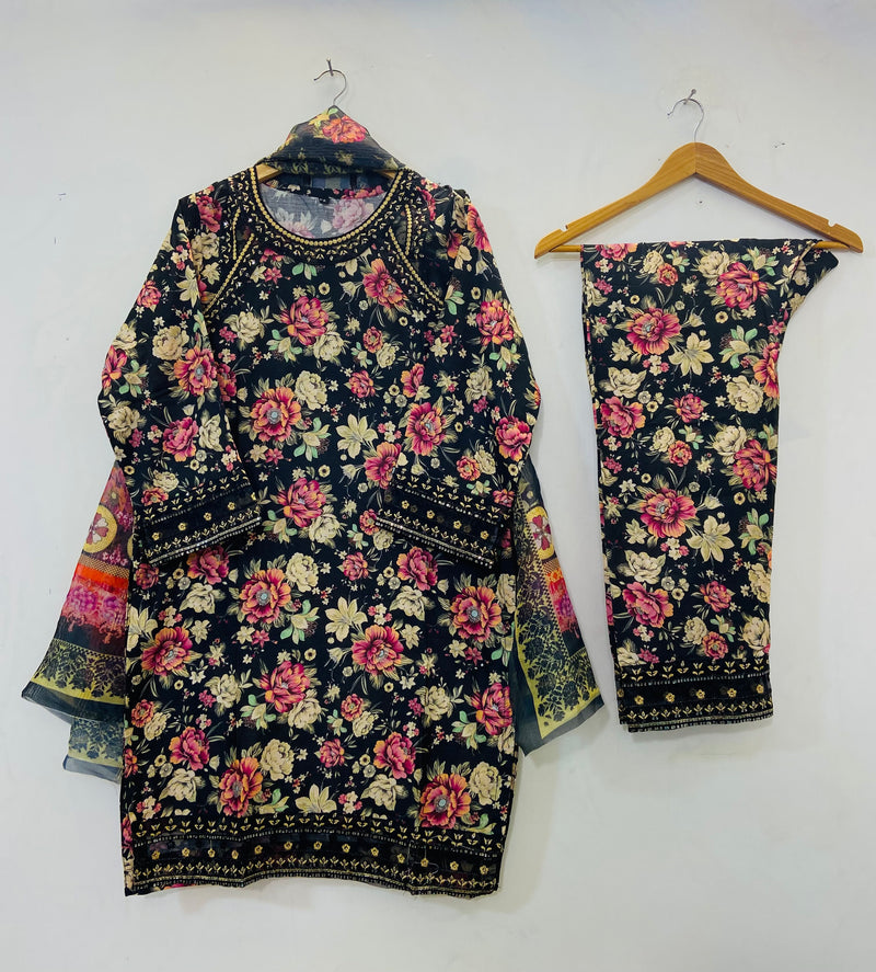 Embroidered Luxury Touch 3PC (Lawn Best Selling) D-56