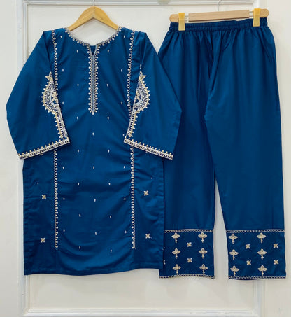 Dual Embroidered Muse 2PC (Premium Cotton) D-394