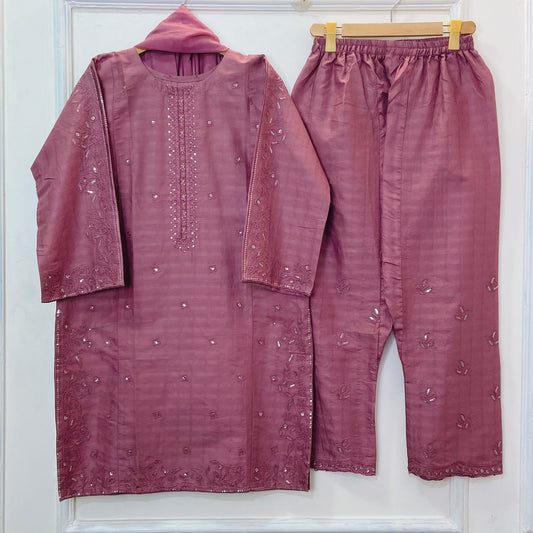 Starlight Embroidered 3PC (Premium Cotton) D-378