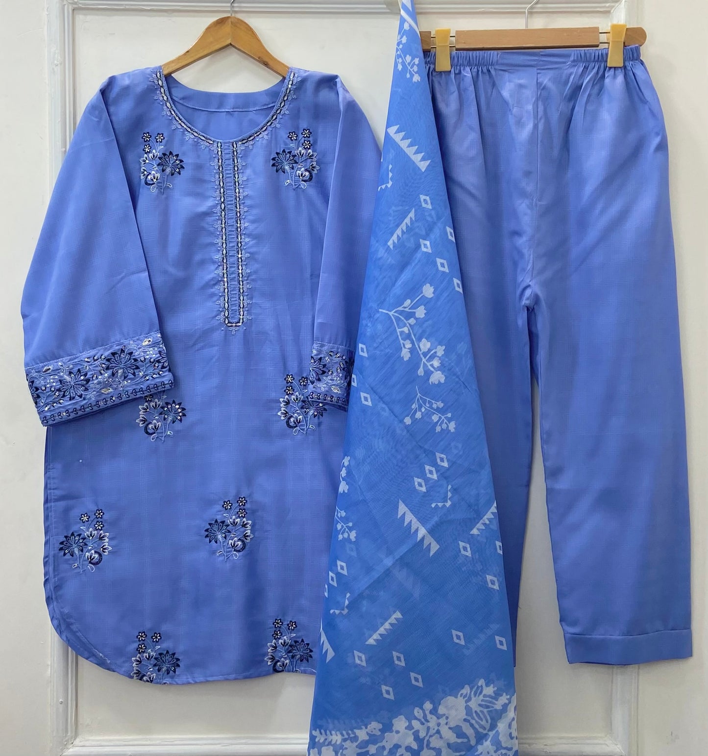 Aurora Embroidered 3PC (Premium Cotton) D-387