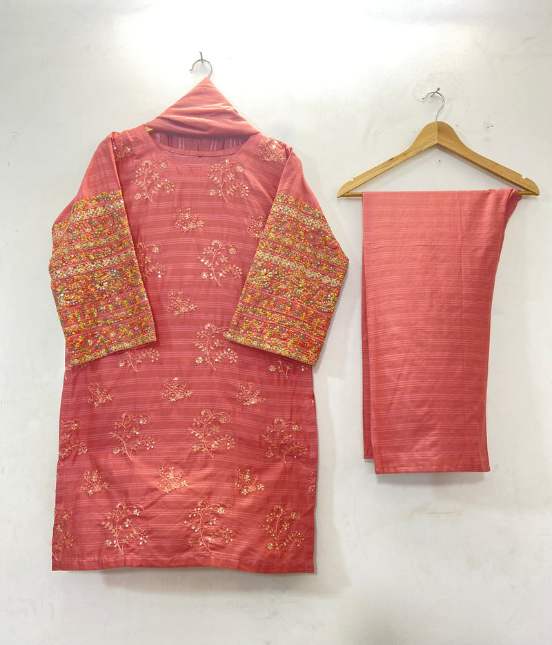 Sequins Embroidered Chic 3PC (Cotton Lawn) D-34