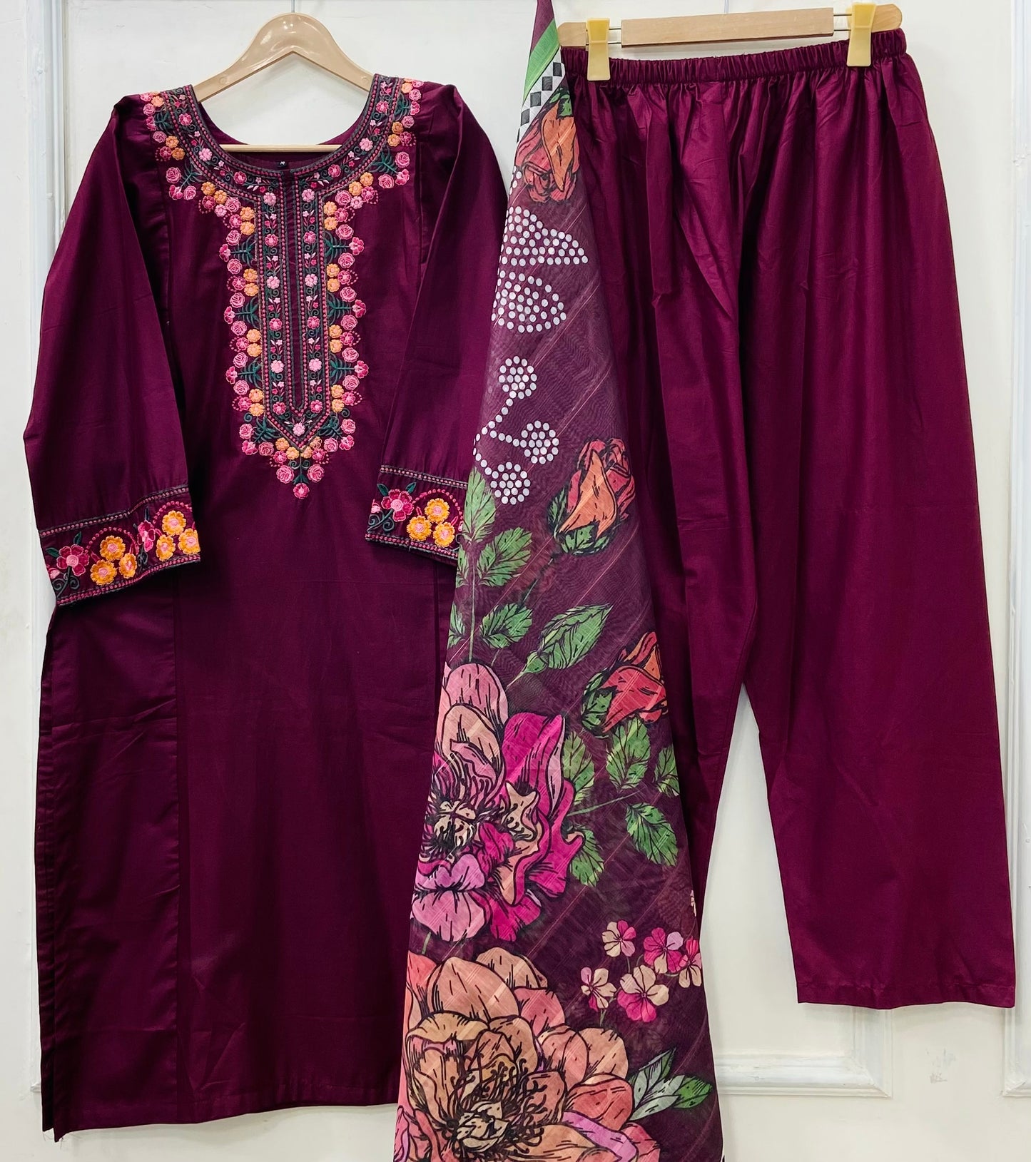 Long Embroidered | 3PC Cotton D-547