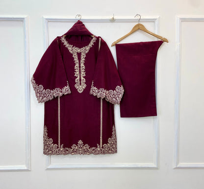 Front-Back Cutwork Embroidered 3PC (Khaddar) D-260