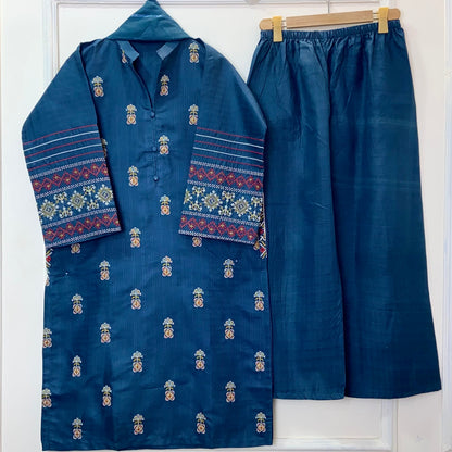 Perfect Pocket Embroidered 3PC (Premium Cotton) (Hot Seller) D-376