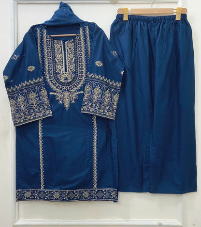 Embroidered | 3PC Cotton Lawn D-667