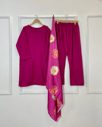 Woolen Shawl Luxe 3PC (Raw Silk) D-168