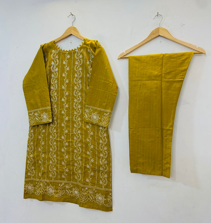 Elegant Embroidered 2PC (Self Cotton) D-74