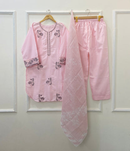 Aurora Embroidered 3PC (Premium Cotton) D-387