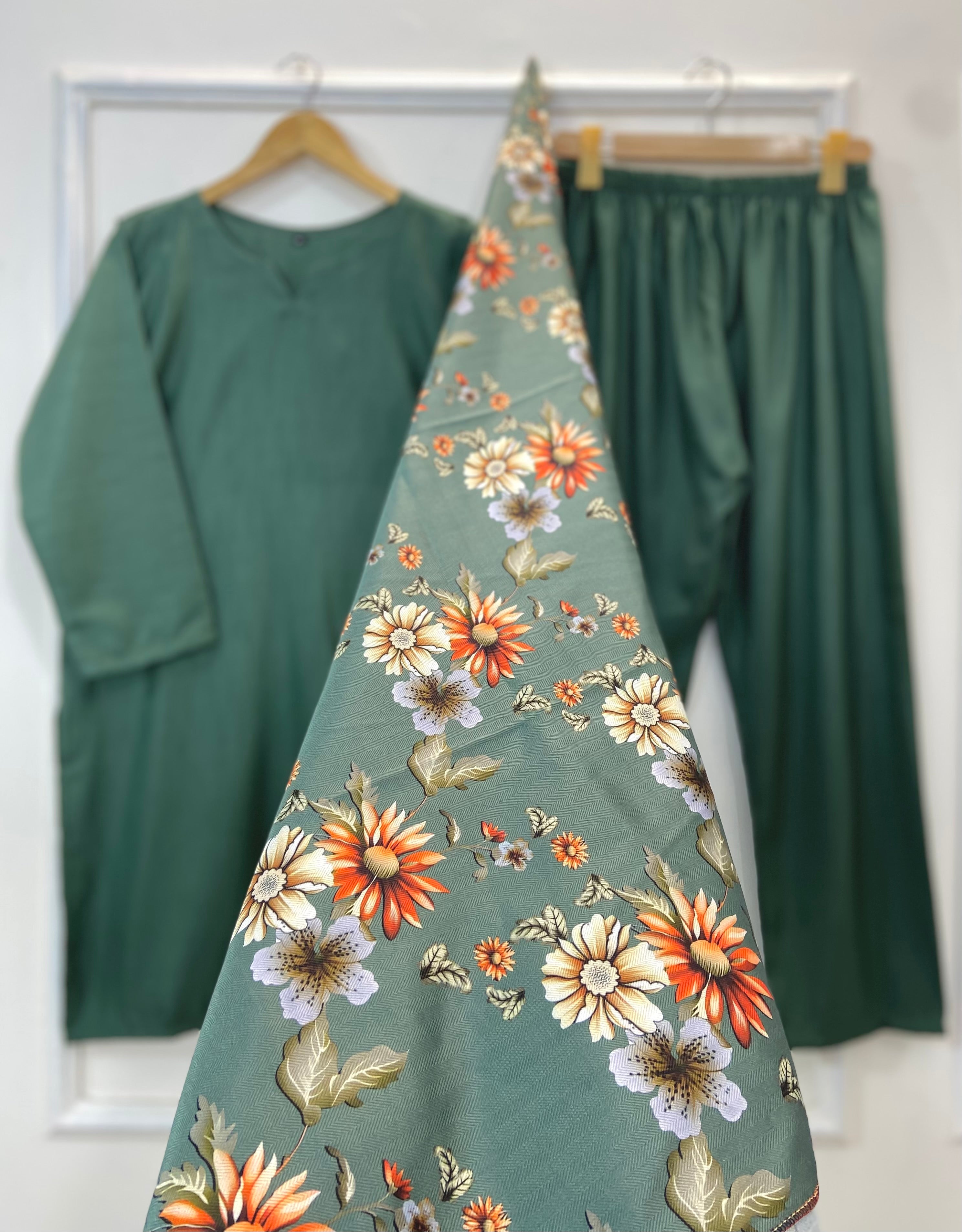Woolen Shawl Luxe 3PC (Raw Silk) D-168
