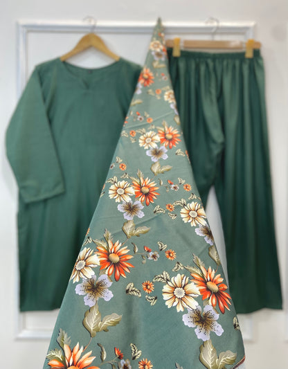 Woolen Shawl Luxe 3PC (Raw Silk) D-168