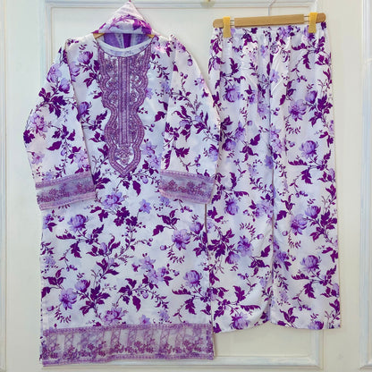 Chandni Embroidered 3PC (Swiss Silk) D-309