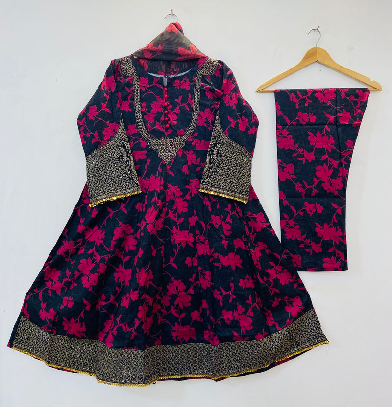 Anarkali Style 3PC Frocks (Lawn) D-65