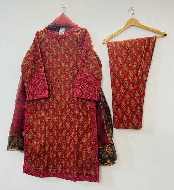 Ruby Red 3PC (Premium Lawn) D-47