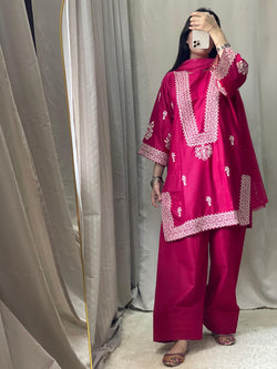 Embroidered Farshi 3PC (Cotton Lawn) D-29
