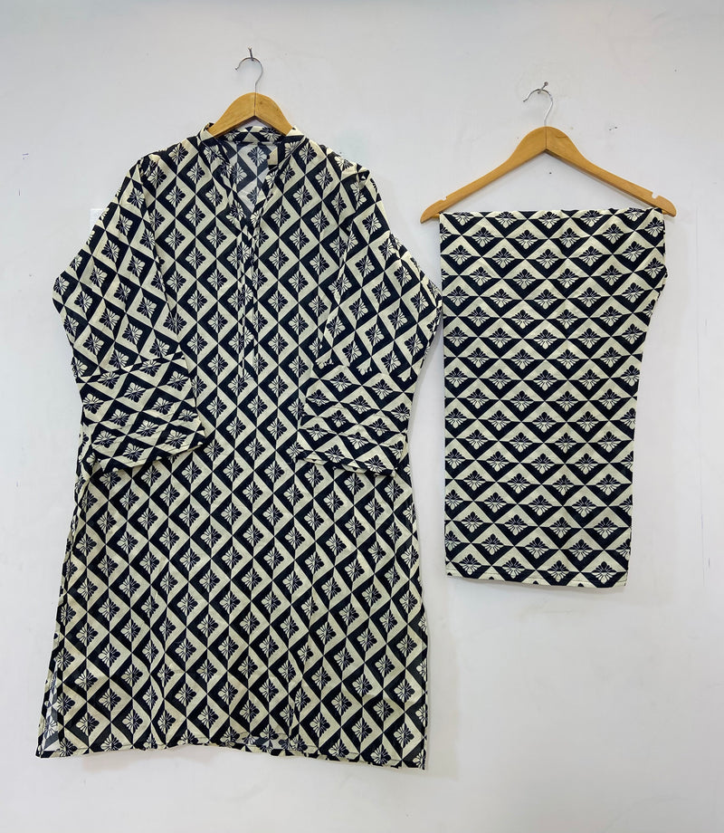 Printed Long Length 2-piece (Lawn) D- 42