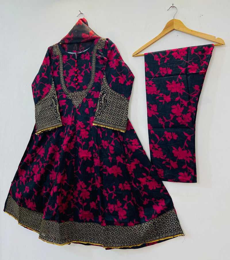 Anarkali Style 3PC Frocks (Lawn) D-65