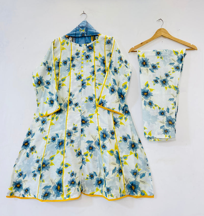 Printed Frocks 3PC (Lawn) D-50
