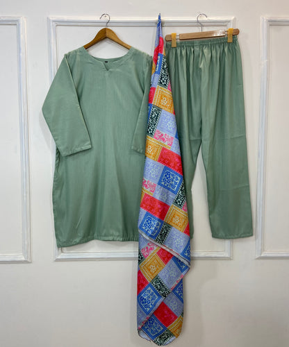 Woolen Shawl Luxe 3PC (Raw Silk) D-168