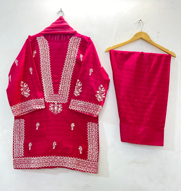 Embroidered Farshi 3PC (Cotton Lawn) D-29