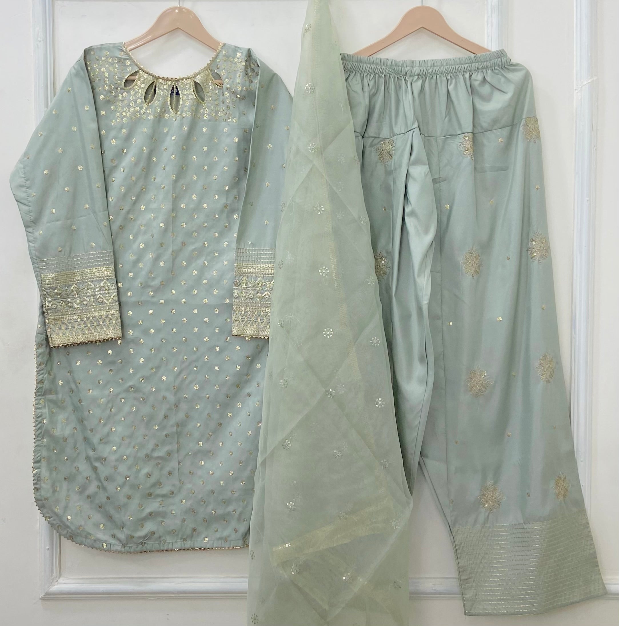 Polka Eid Vibes 3PC (Cotton Silk) D-441