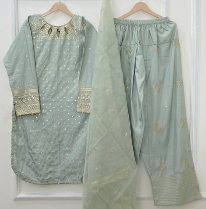 Polka Eid Vibes 3PC (Cotton Silk) D-441