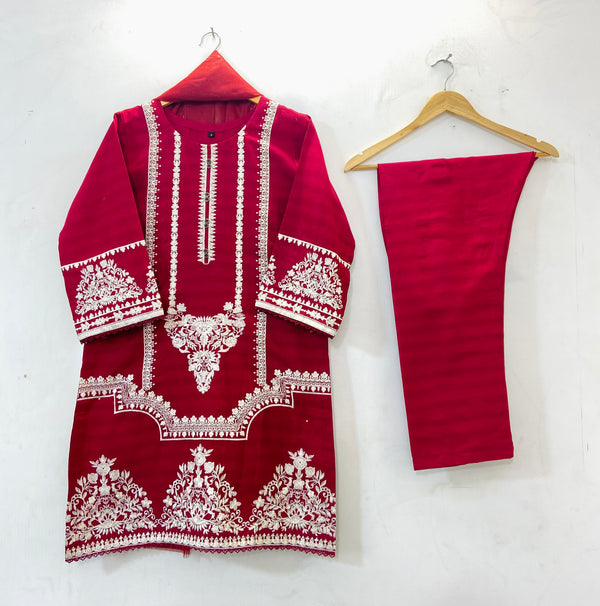 Taj Embroidered 3PC (Premium Cotton) D-51