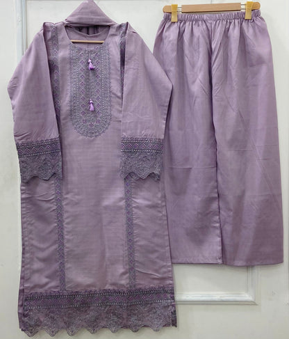 Eid Embroidered 3PC (Premium Cotton) D-488