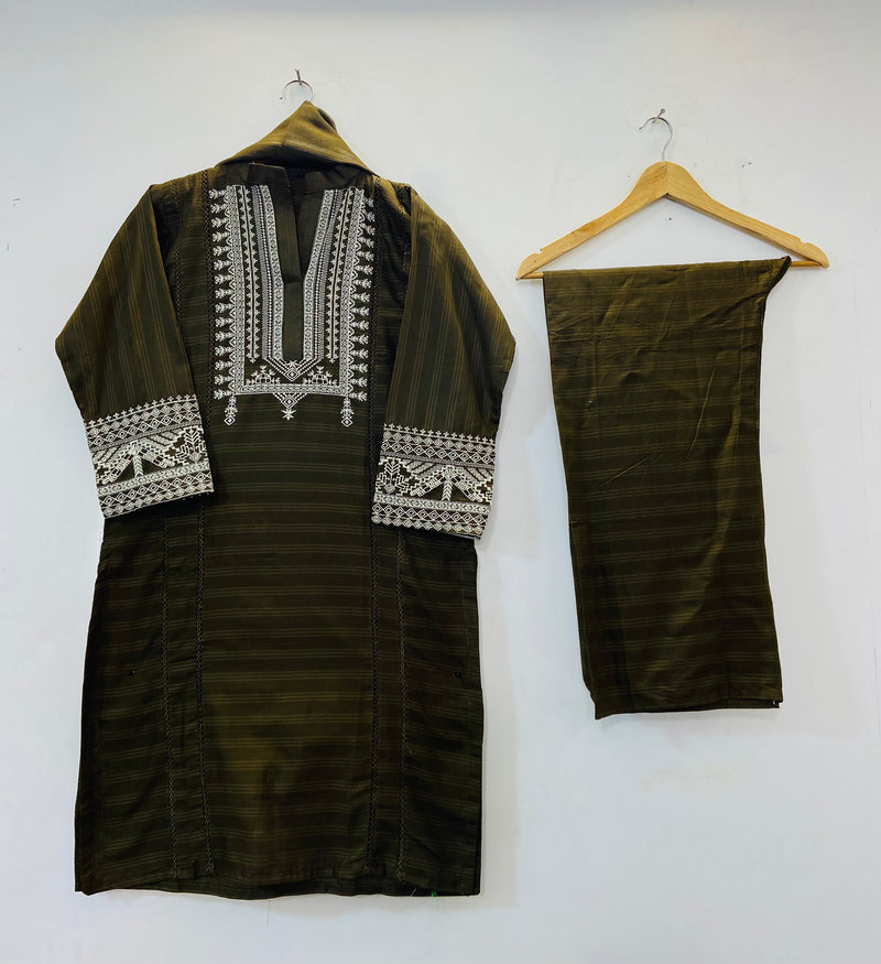 Cross-stitch Embroidered 3PC (Cotton Lawn) D-59