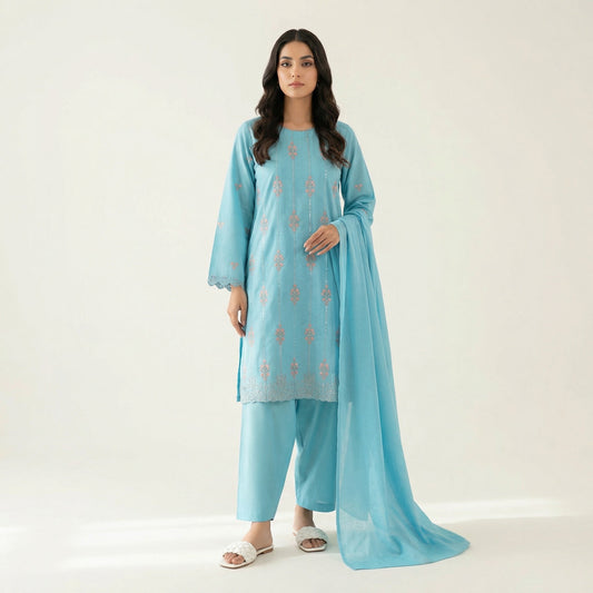 Sequins Embroidered | 3PC Cotton D-580