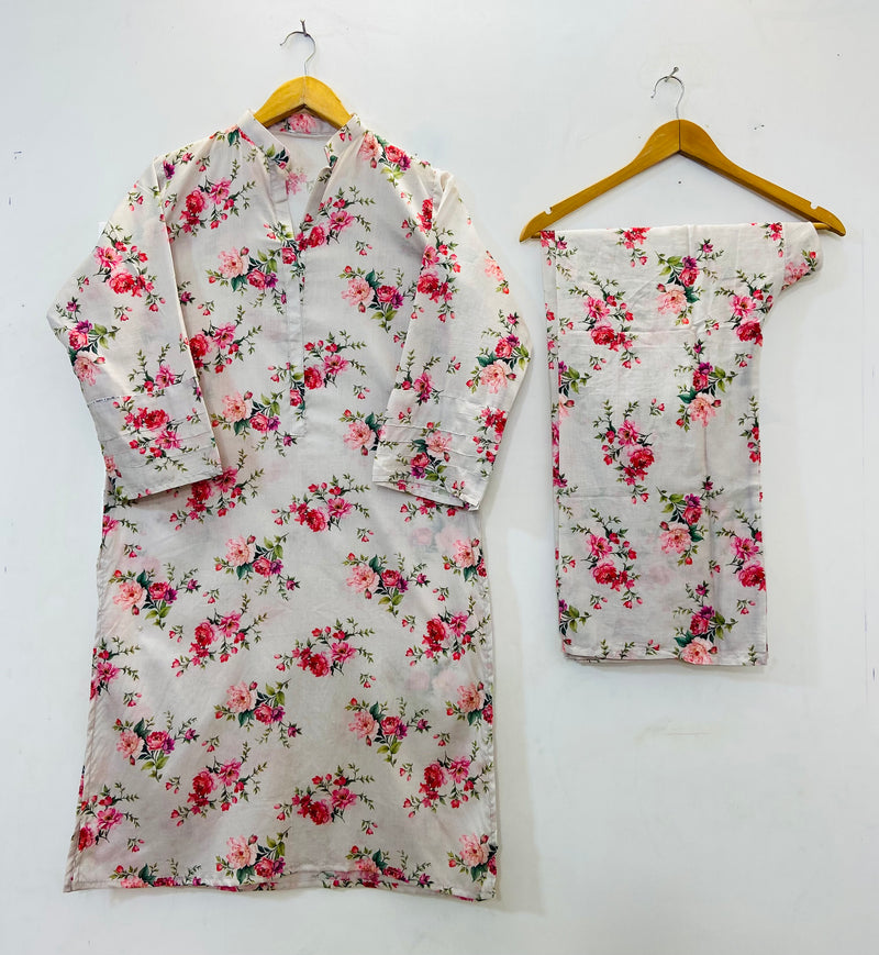 Printed Long Length 2-piece (Lawn) D- 42