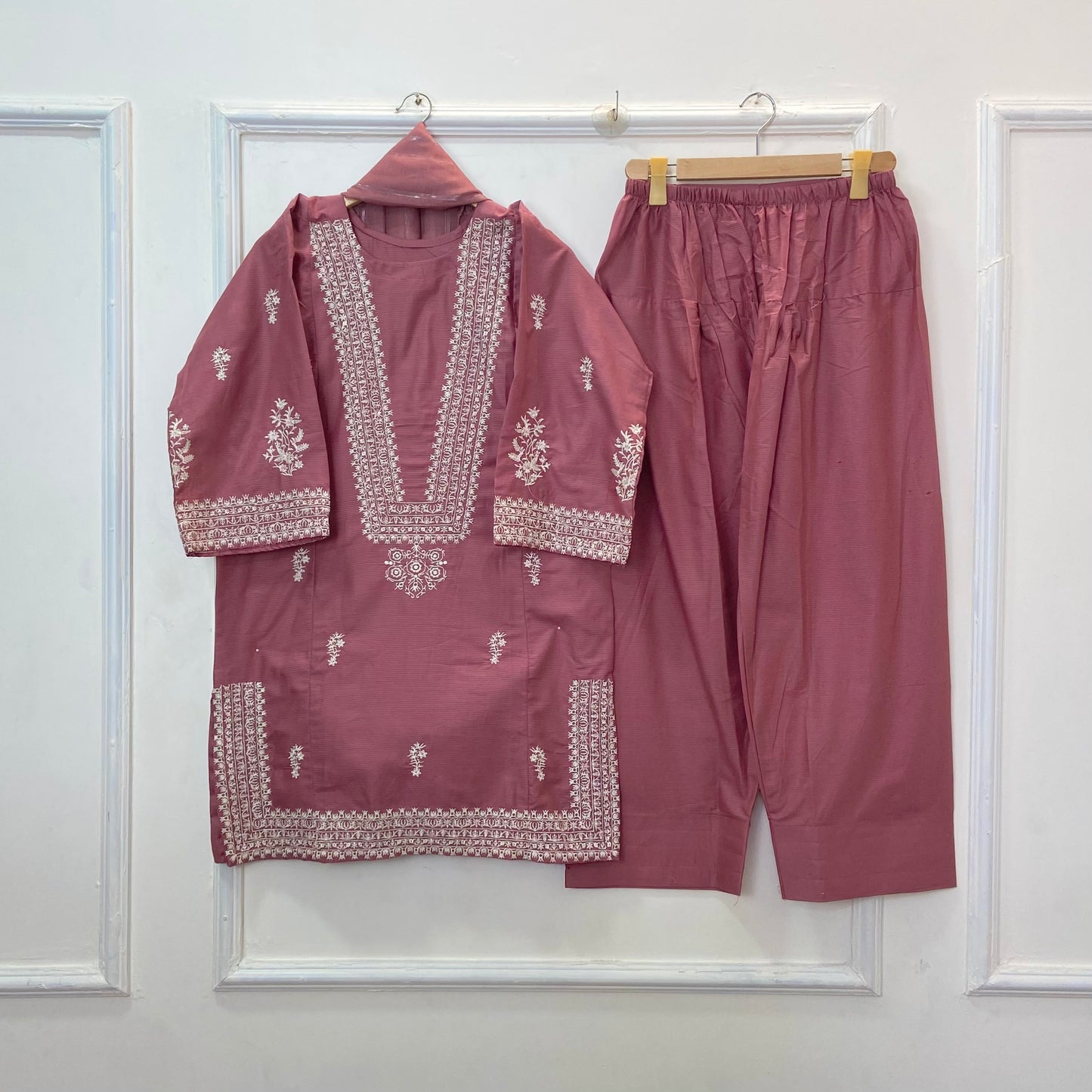 Azure Embroidered 3PC (Premium Cotton) D-369