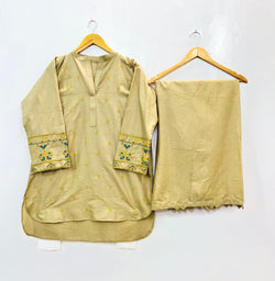 Cross Stitch Embroidered Co-Ord Set (Cotton) D-87