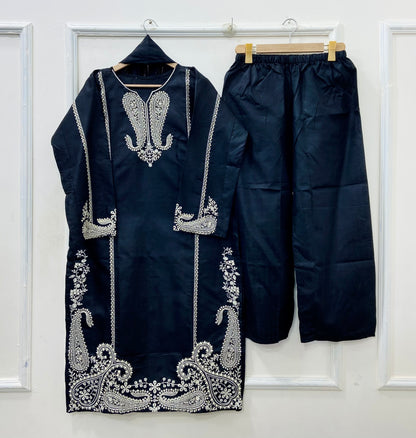 Long Embroidered | 3PC Cotton D-544