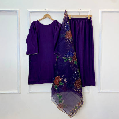 Hand-Painted Diva Beauty 3PC (Raw Silk) D-354