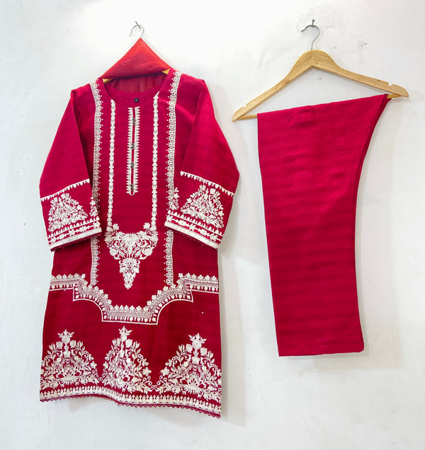 Taj Embroidered 3PC (Premium Cotton) D-51