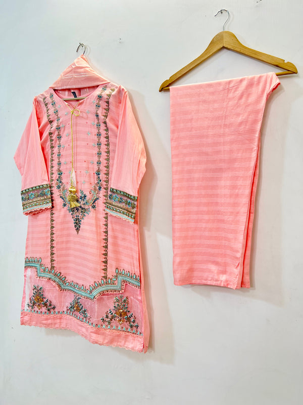 Embroidered 3PC (Cotton Lawn) 03-Light Pink