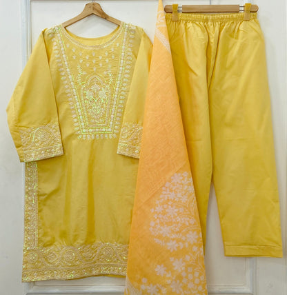 Sitaara Embroidered 3PC (Premium Cotton) D-489