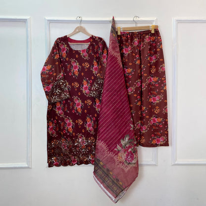 Sequins Embroidered Series: 3PC (Bana Dora Silk) D-364