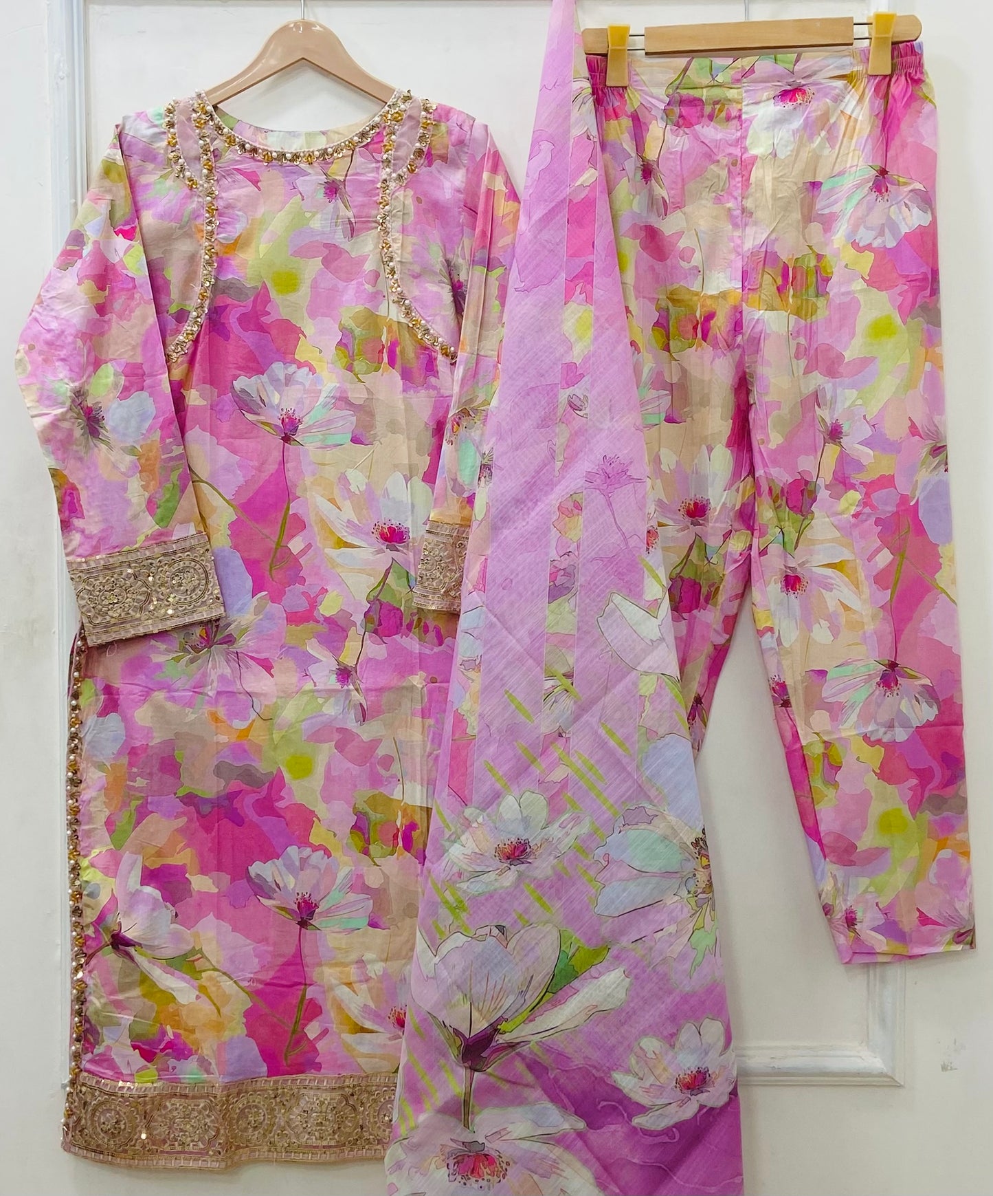 Blush Pink | 3PC (Hand-work) Lawn D-588