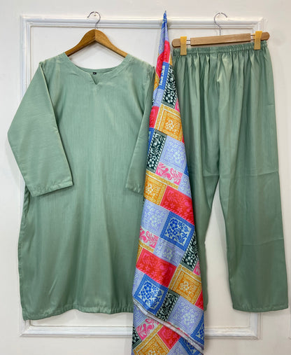 Woolen Shawl Luxe 3PC (Raw Silk) D-168