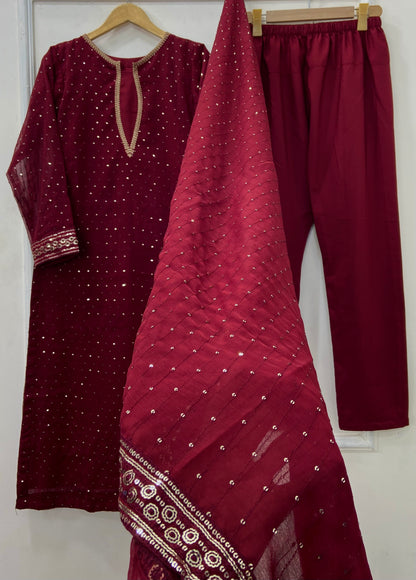 Anarkali Embroidered 3PC (Premium Chiffon) D-415