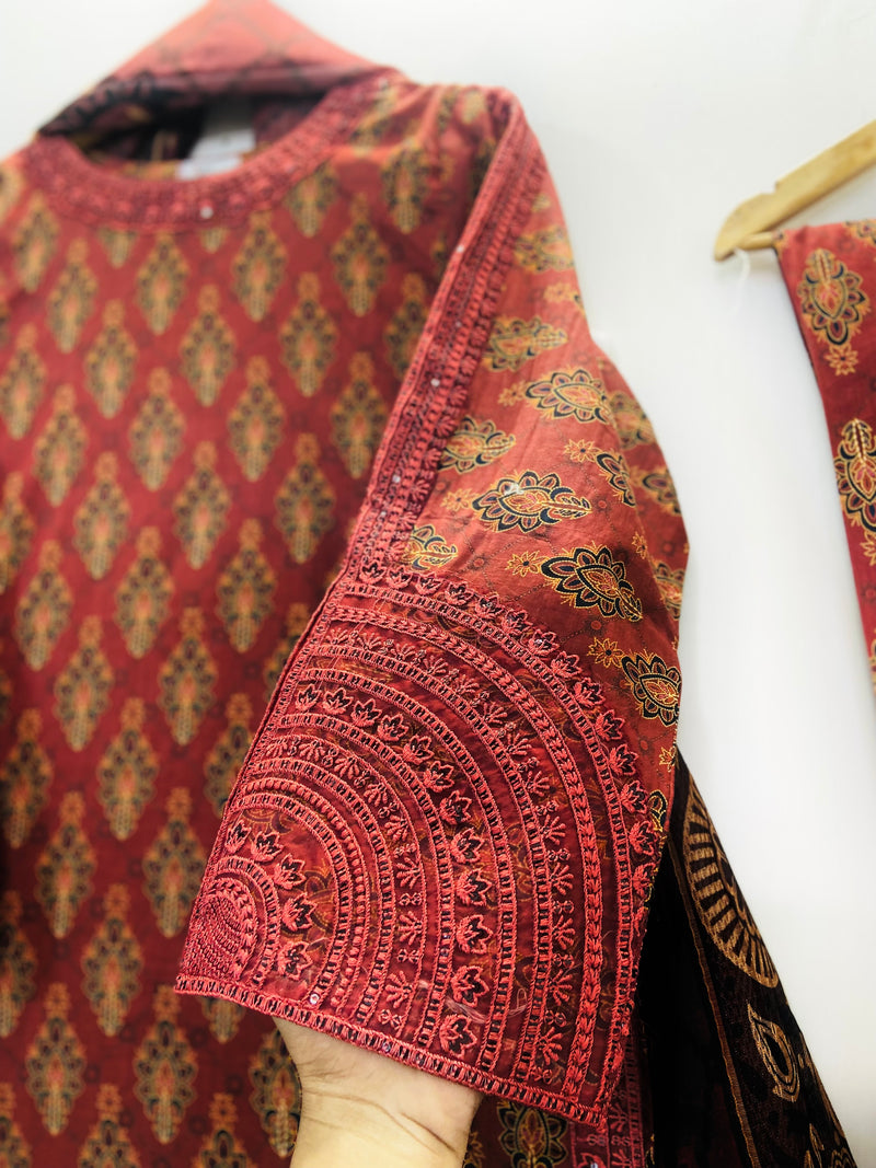 Ruby Red 3PC (Premium Lawn) D-47