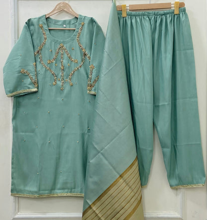 Festive Wear 3PC (Raw Silk) D-528