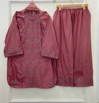 Embroidered 3PC (Premium Cotton) D-393